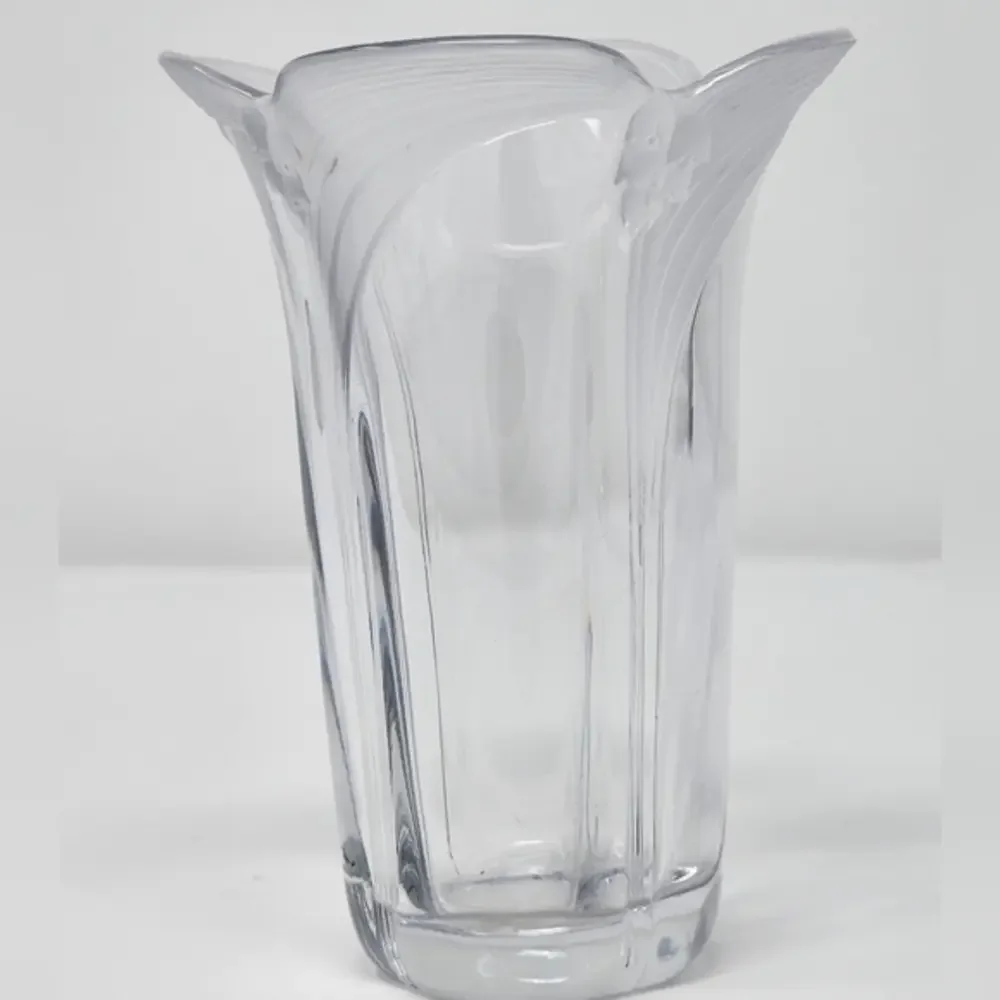Vintage Frosted 80s‎ Vase Clear Art Deco Revival Vase With Lilly Of The Valley